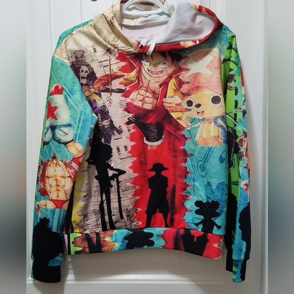 Source Unknown Tops - Colorful Unisex Japanese Anime Graphic Hoodie